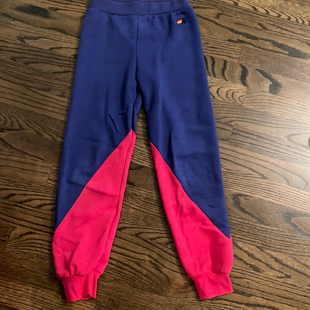 Pink and blue aviator nation sweatpants